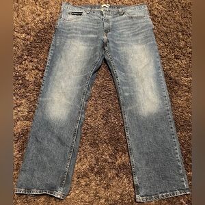 True Craft Medium Wash Distressed Men's Straight Leg Denim Jean Sz. 38x30